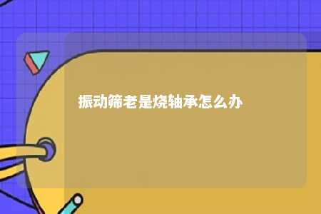 振动筛老是烧轴承怎么办 