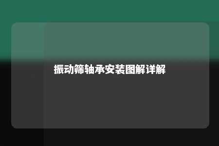 振动筛轴承安装图解详解 